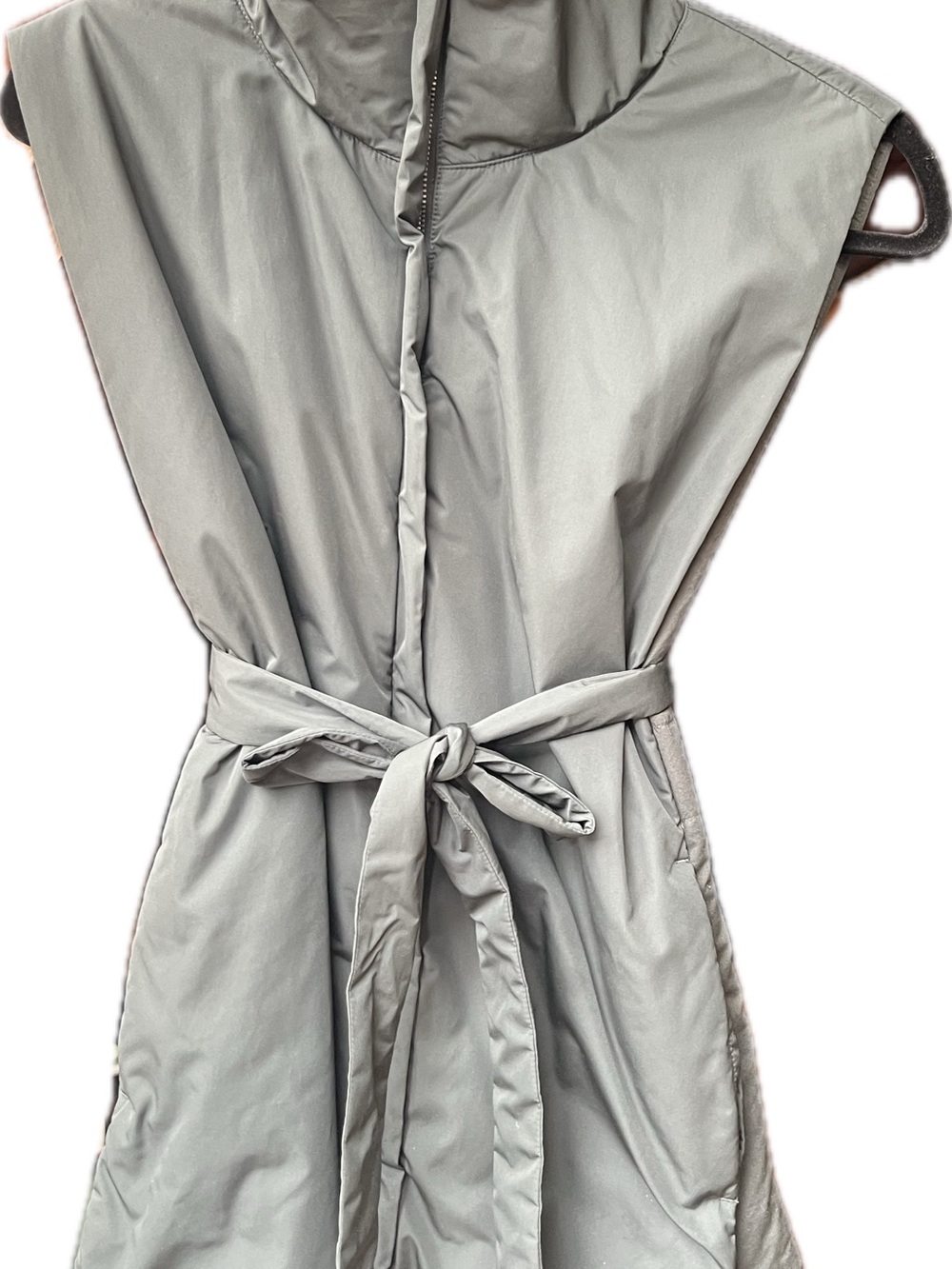 COS Gray Sleeveless Belted Puffer Vest
